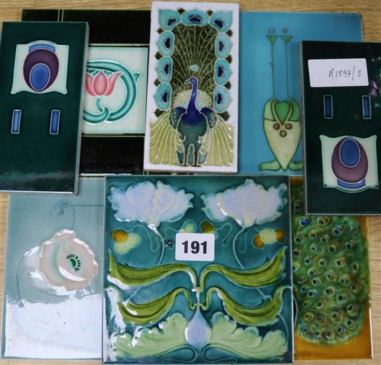 A group of Art Nouveau tiles